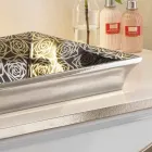 Semi-verzonken gootsteen in moderne vuurklei met de hand gedecoreerd in Italië, Guido Viadurini