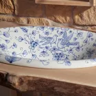 Half verzonken wastafel in handgeschilderde vuurklei Made in Italy - Principe Viadurini