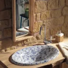 Half verzonken wastafel in handgeschilderde vuurklei Made in Italy - Principe Viadurini