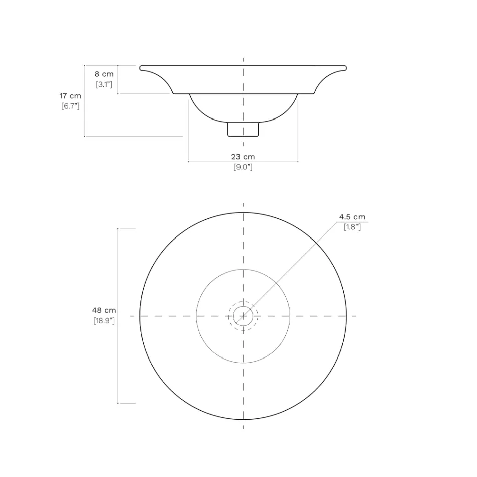 Half verzonken wastafel in topkwaliteit Frans porselein - Pausa Viadurini