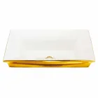 Moderne semi-verzonken gootsteen in vuurklei en goud gemaakt in Italië, Guido Viadurini