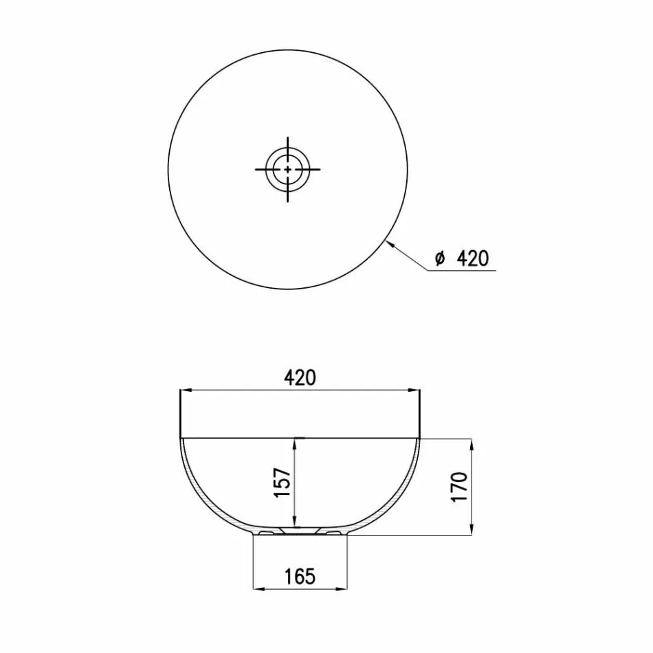 Sferische keramische aanrecht wastafel Ø40cm Gemaakt in Leivi, Italië Viadurini