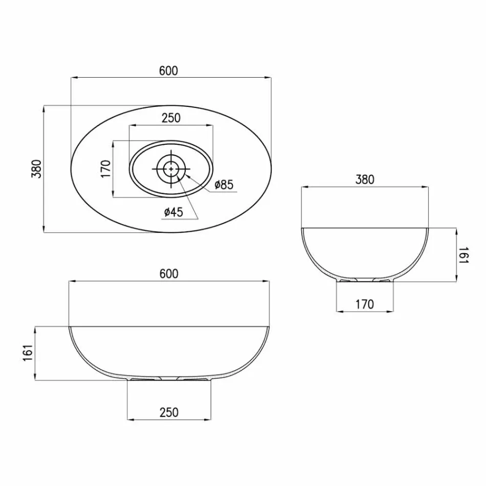 Sferische keramische aanrecht wastafel Ø60cm Gemaakt in Leivi, Italië Viadurini