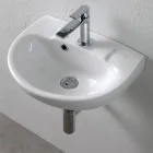 Wandgemonteerde witte keramische wastafel met een elegant modern design - Silica Viadurini