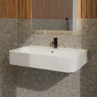 Wandhangende keramische wastafel met optionele handdoekhouder Made in Italy - Graffa Viadurini