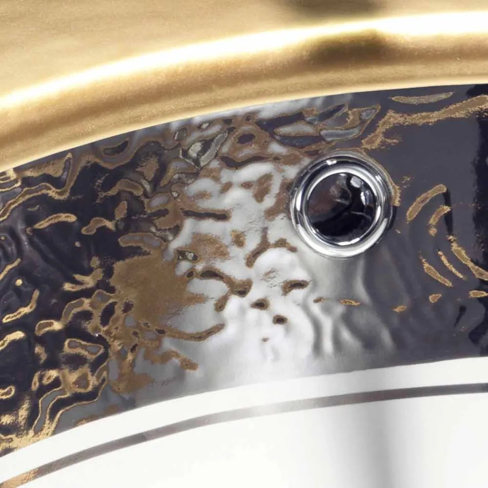 Barok onderbouwwastafel in vuurklei en platina gemaakt in Italië, Aegean Viadurini