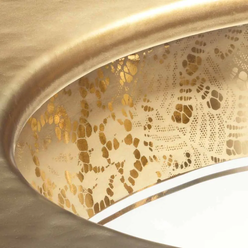 Onderbouwde gootsteen in brandklei en met de hand gemaakt goud in Italië, Egeïsch Viadurini