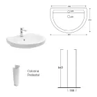 Witte keramische wastafel op voetstuk met een elegant modern design - Silica Viadurini