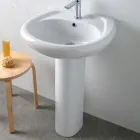 Witte keramische wastafel op voetstuk met een elegant modern design - Silica Viadurini