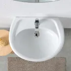 Witte keramische wastafel op voetstuk met een elegant modern design - Silica Viadurini