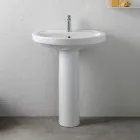 Witte keramische wastafel op voetstuk met een elegant modern design - Silica Viadurini