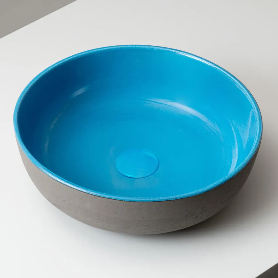 Aanrechtwastafel in donker Raku, gemaakt in Italië - Druppel Viadurini