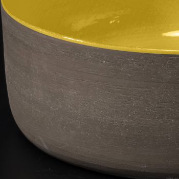 Gele ronde wastafel in geglazuurde klei gemaakt in Italië - Tatiana