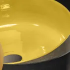 Gele ronde wastafel in geglazuurde klei gemaakt in Italië - Tatiana Viadurini