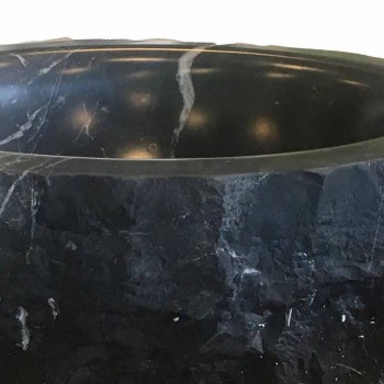 Ronde aanrecht wastafel in ruwe zwarte marquinia marmer gemaakt in Italië - Bernini