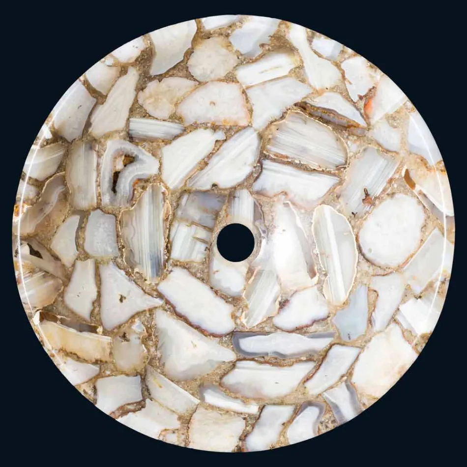 Aanrecht ronde steen steun agaat Mila, enkel stuk Viadurini