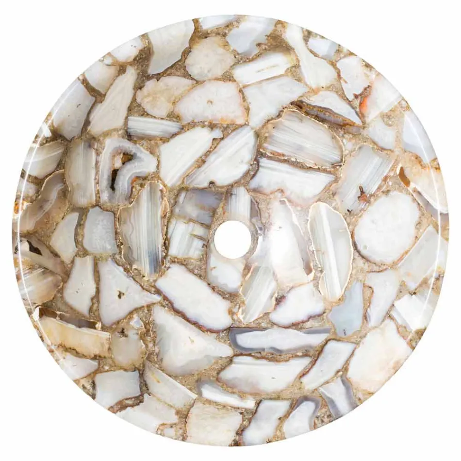 Aanrecht ronde steen steun agaat Mila, enkel stuk Viadurini