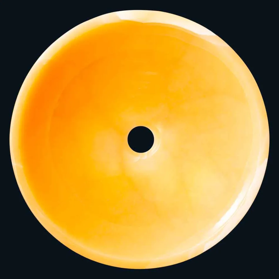 Rond wastafel in oranje onyx Aris Viadurini