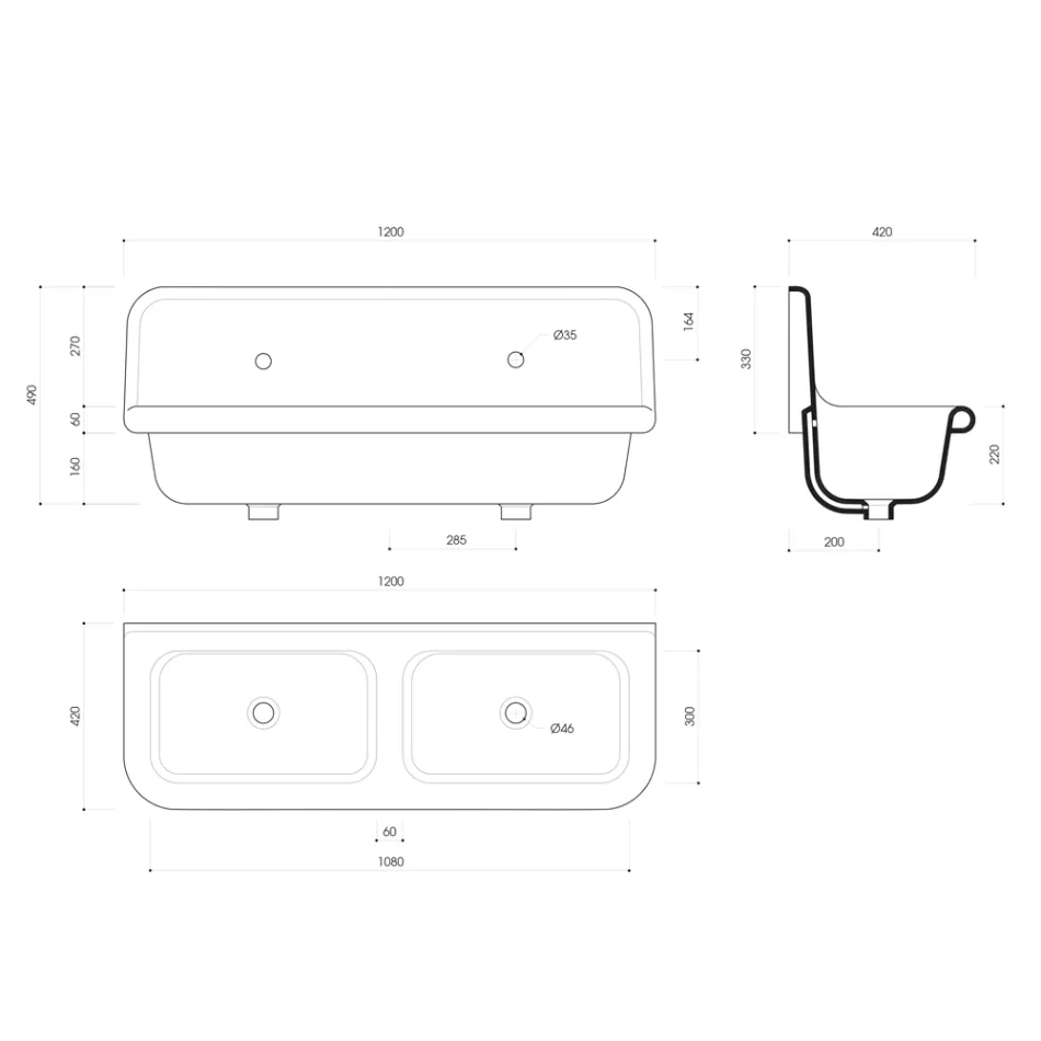 Modern wastafel dubbele wand tank in keramische vormgeving Jack Viadurini