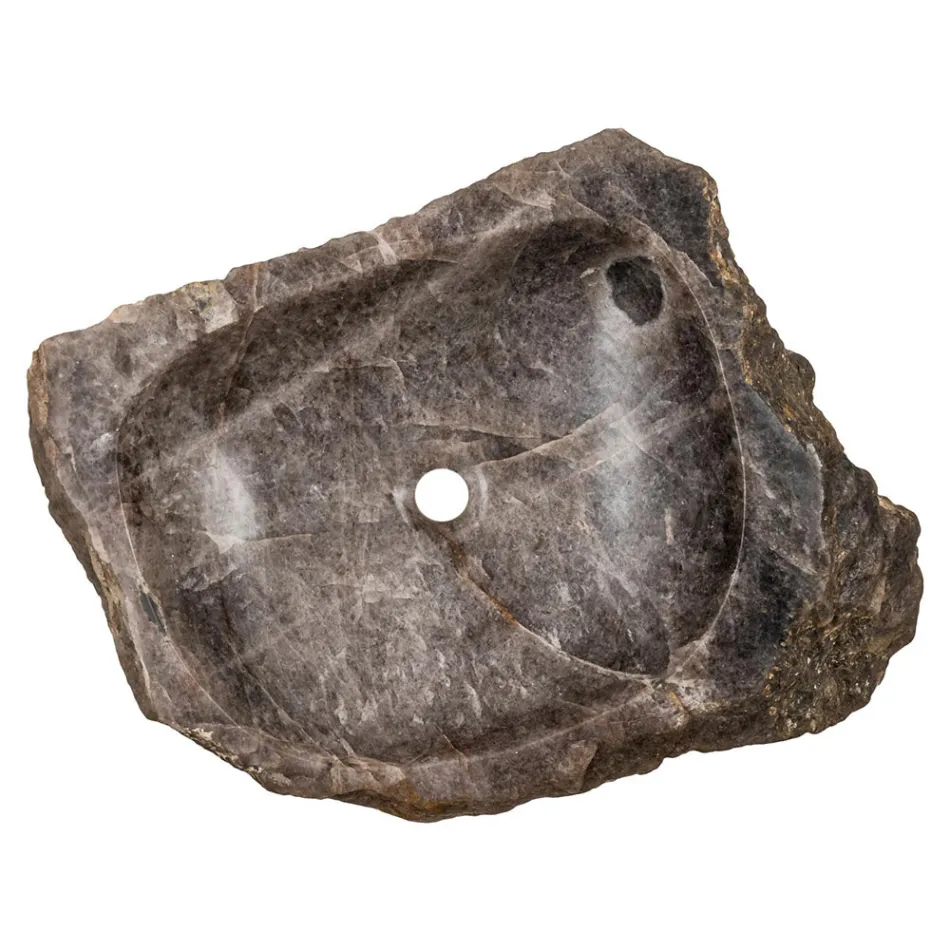 Handgemaakte spoelbak in rookkwartssteen, Vigasio Viadurini