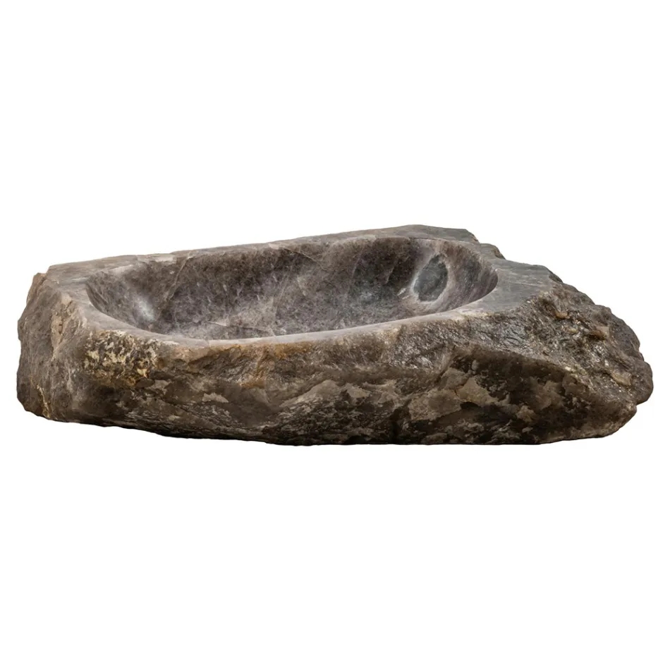 Handgemaakte spoelbak in rookkwartssteen, Vigasio Viadurini