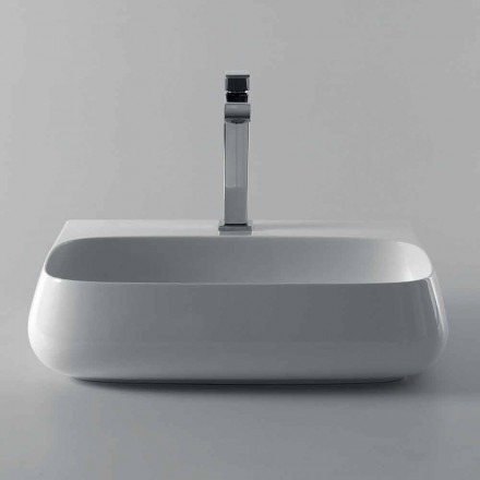 Vrijstaande of aan de muur bevestigde keramische spoelbak L 55 cm gemaakt in Italië, Gais Viadurini