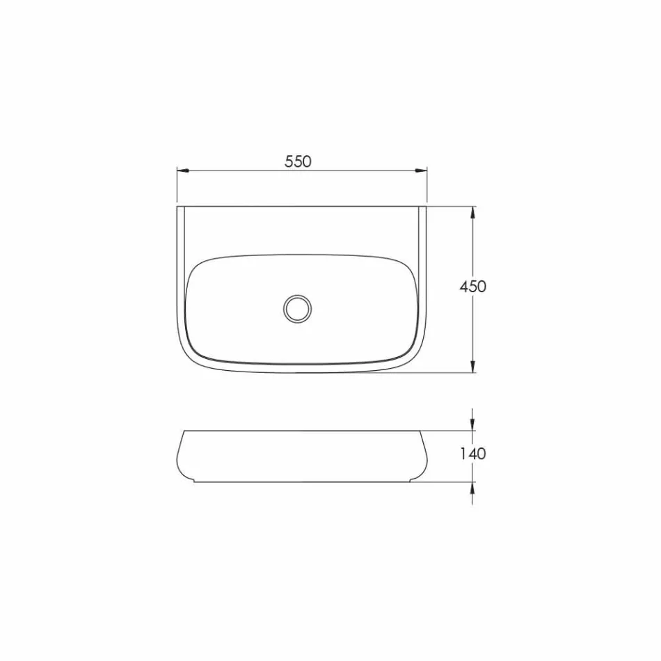 Vrijstaande of aan de muur bevestigde keramische spoelbak L 55 cm gemaakt in Italië, Gais Viadurini
