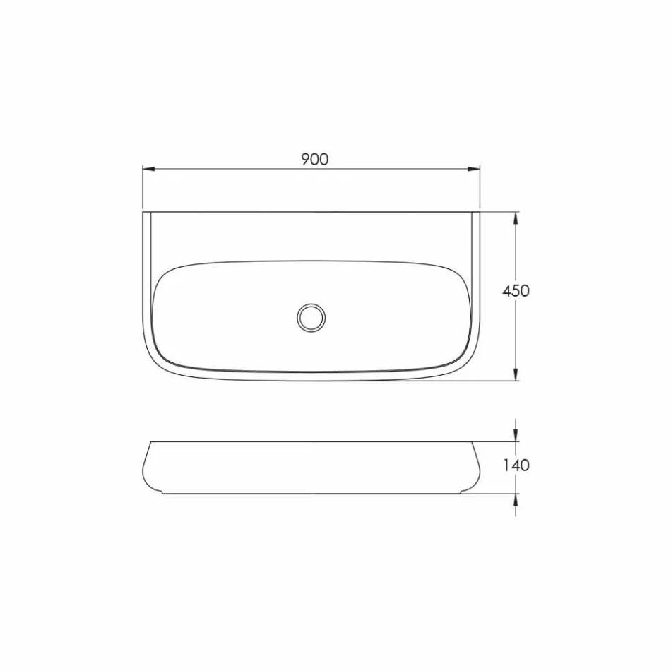 Vrijstaande of hangende keramische spoelbak L 90 cm gemaakt in Italië, Gais Viadurini