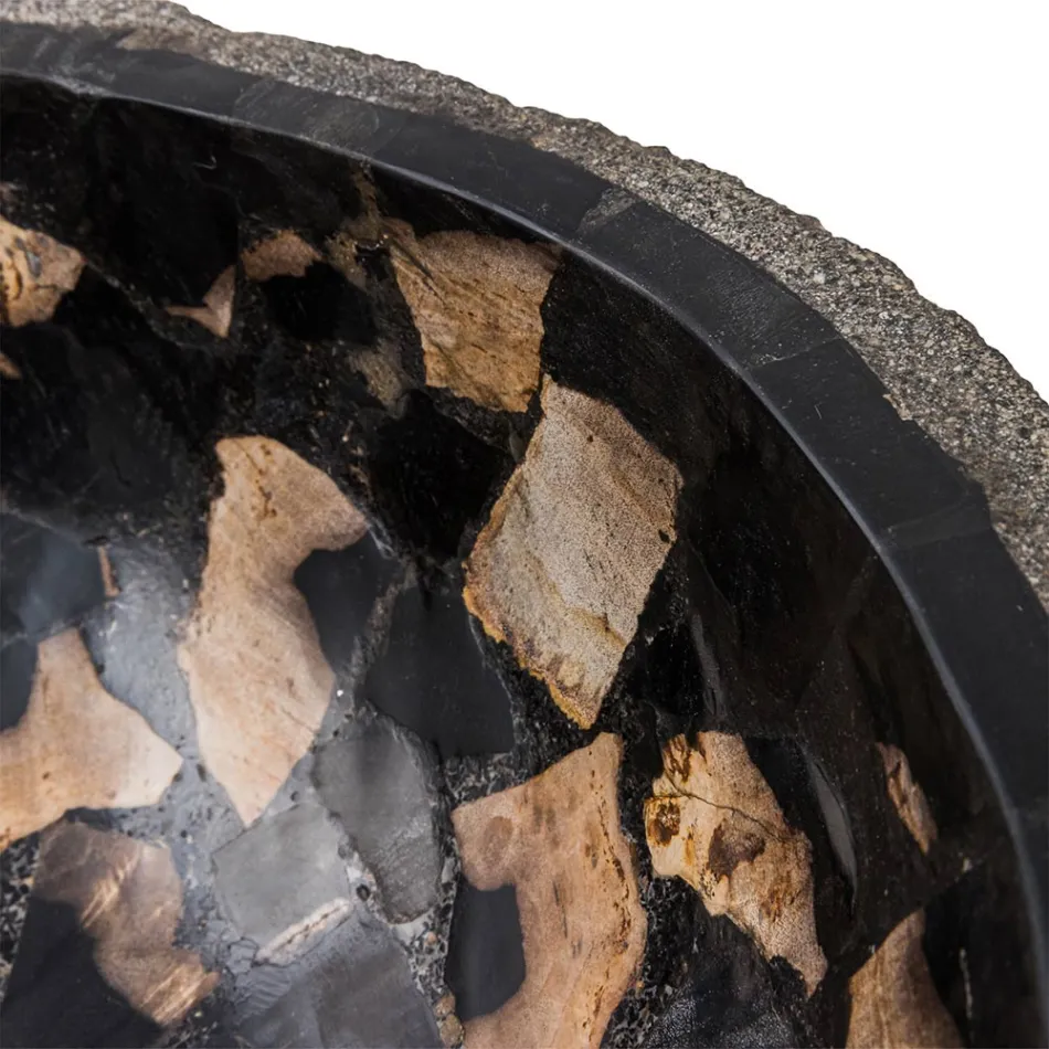 Aanrecht wastafel handgemaakt in riviersteen, Palizzi Viadurini