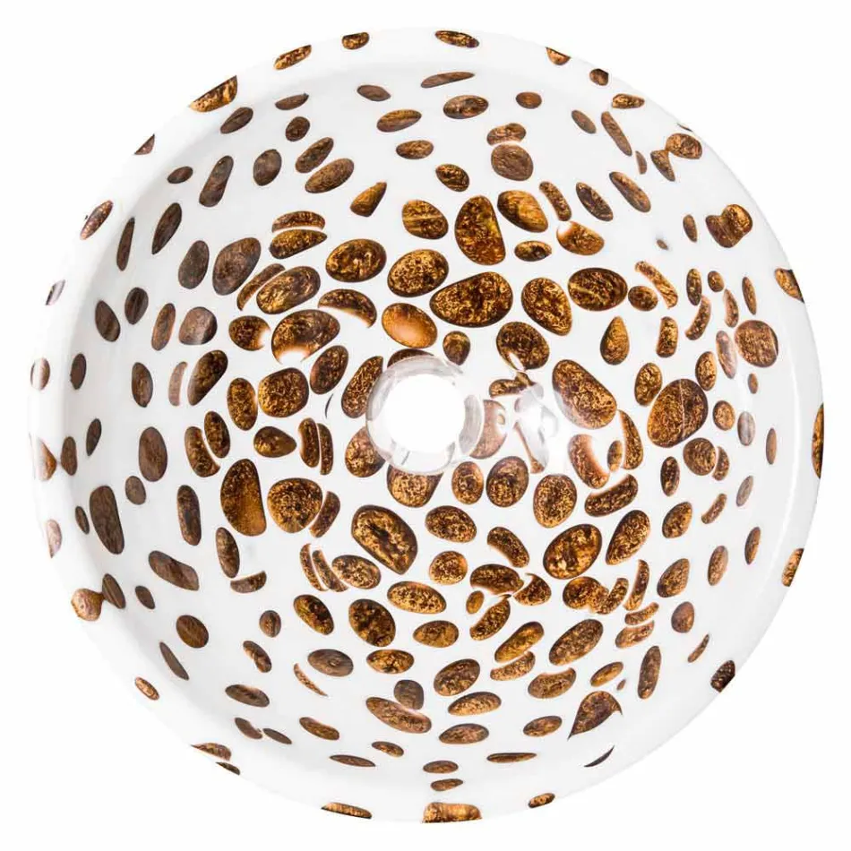 Moderne ronde aanrecht wasbak gemaakt van hars, Bussi Viadurini