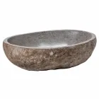 Moderne aanrecht spoelbak gemaakt van handgemaakte riviersteen, Buriasco Viadurini