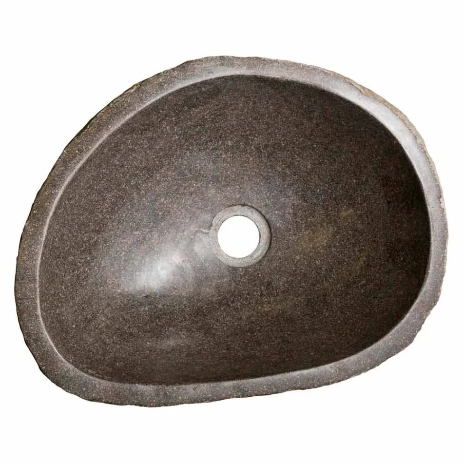 Moderne aanrecht spoelbak gemaakt van handgemaakte riviersteen, Buriasco Viadurini