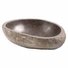 Moderne aanrecht spoelbak gemaakt van handgemaakte riviersteen, Buriasco Viadurini