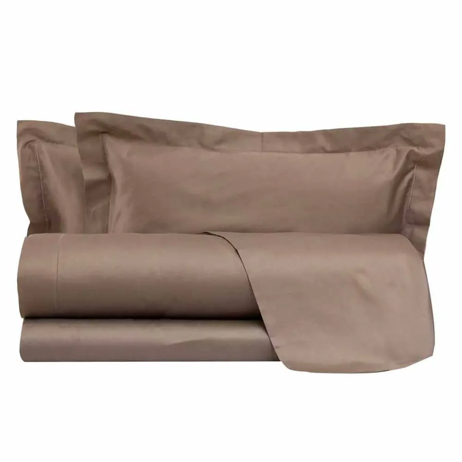 Katoensatijnen lakenset voor tweepersoonsbed, effen kleur - Freesia Viadurini