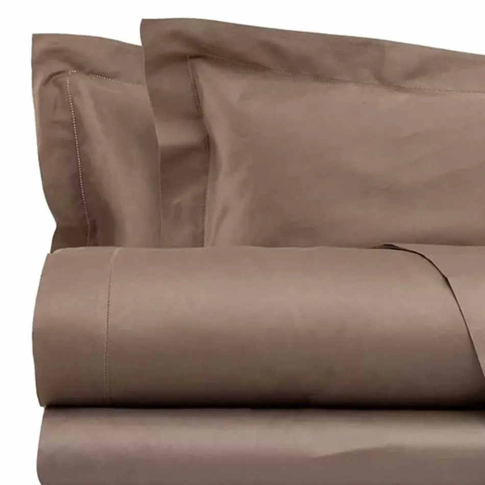 Katoensatijnen lakenset voor tweepersoonsbed, effen kleur - Freesia Viadurini