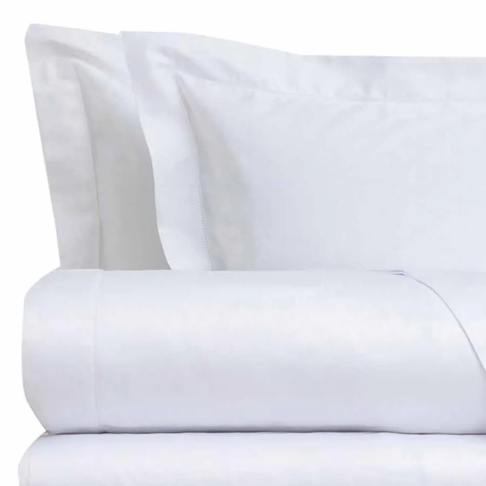 Katoensatijnen lakenset voor tweepersoonsbed, effen kleur - Freesia Viadurini