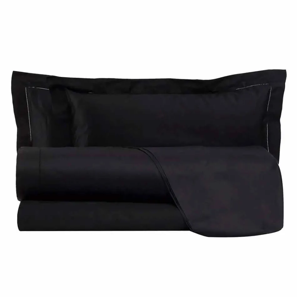 Katoensatijnen lakenset voor tweepersoonsbed, effen kleur - Freesia Viadurini