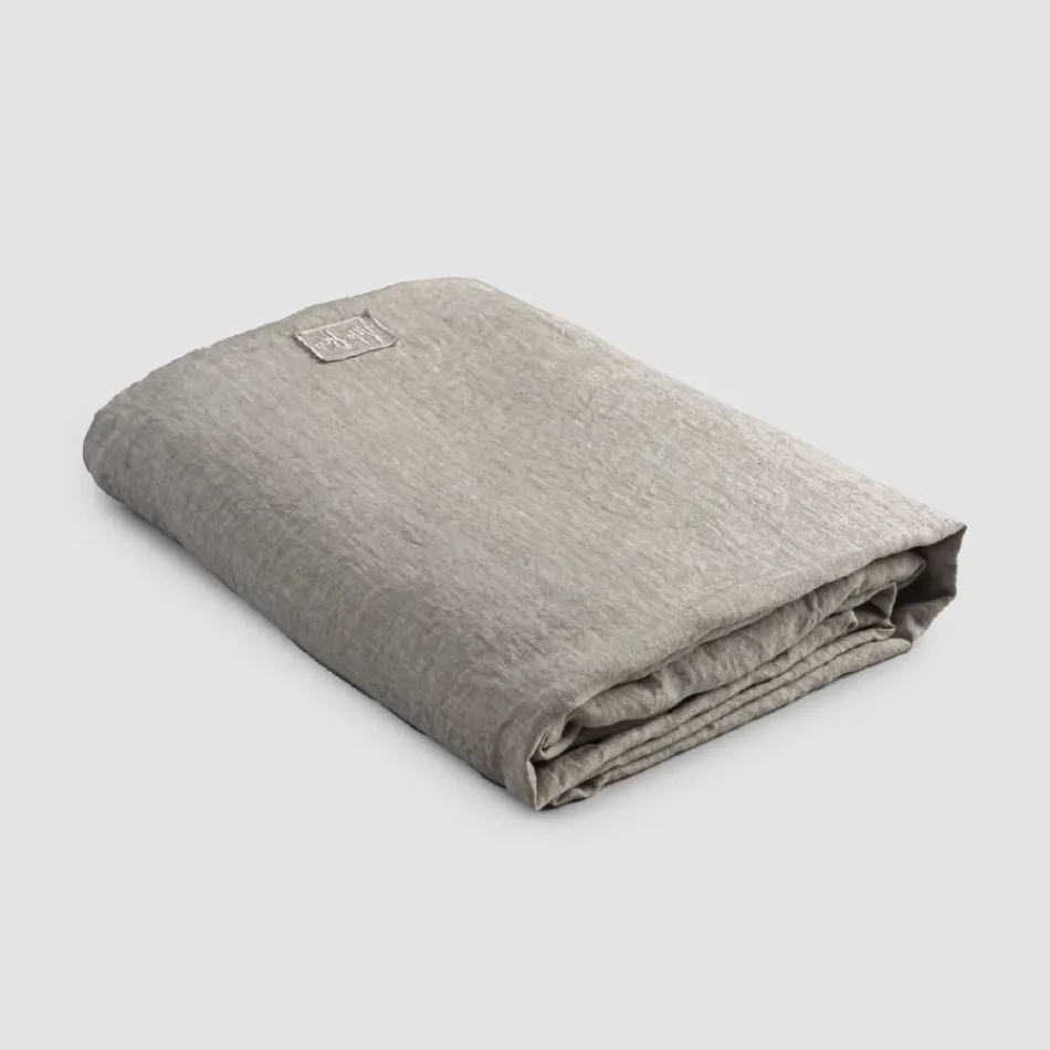 Dubbele hoeslakens in Zwart Linnen, Boter of Oud Krijt - Fiumano Viadurini