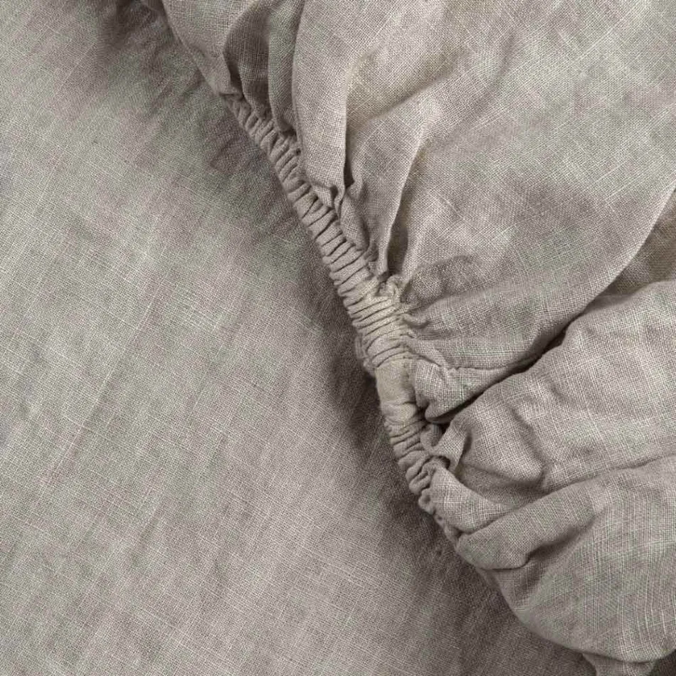 Dubbele hoeslakens in Zwart Linnen, Boter of Oud Krijt - Fiumano Viadurini