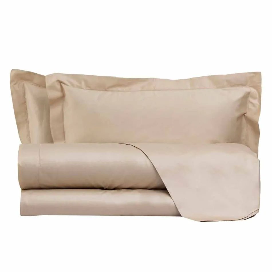 Lakens in effen kleur, compleet in katoensatijn voor tweepersoonsbed - Hibiscus Viadurini