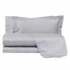 Lakens in effen kleur, compleet in katoensatijn voor tweepersoonsbed - Hibiscus Viadurini