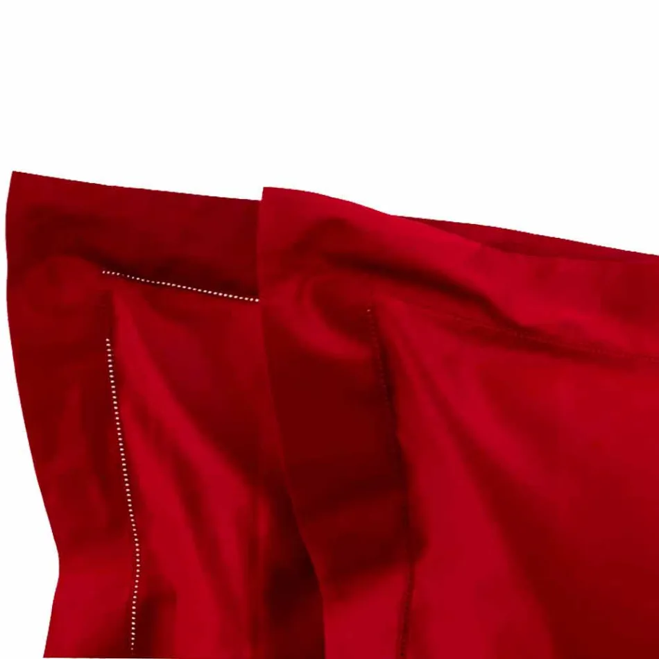 Lakens in effen kleur, compleet in katoensatijn voor tweepersoonsbed - Hibiscus Viadurini