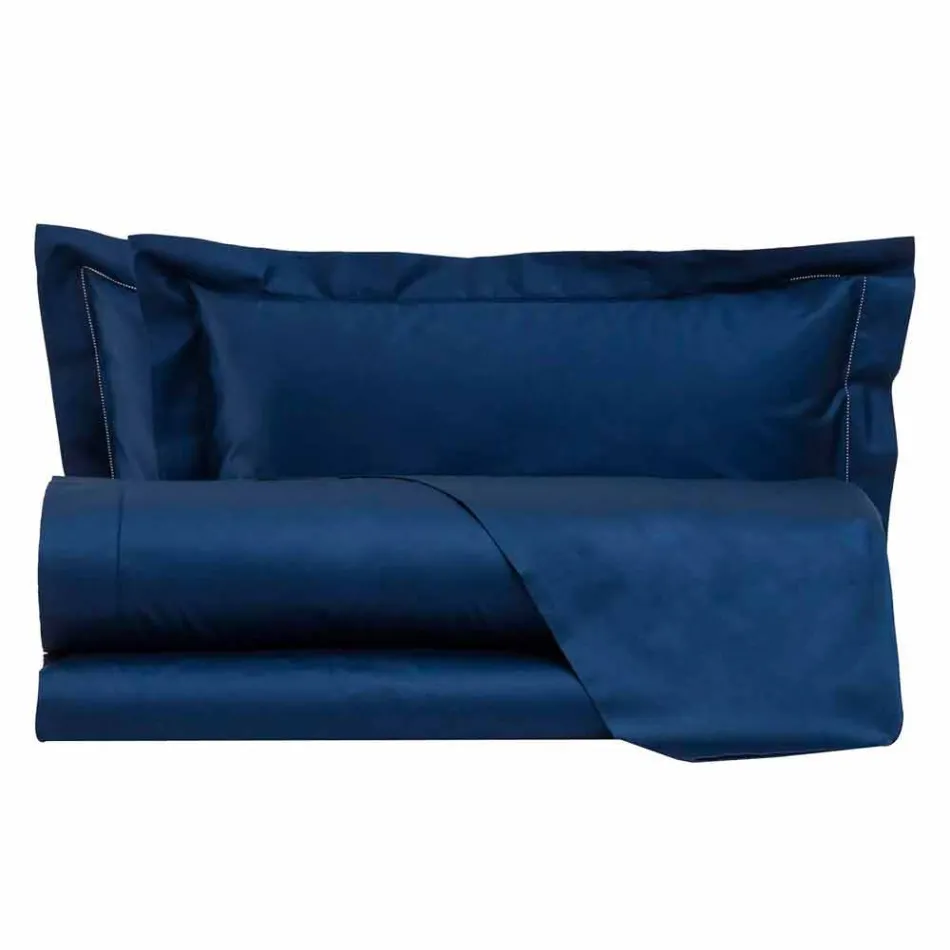 Lakens in effen kleur, compleet in katoensatijn voor tweepersoonsbed - Hibiscus Viadurini