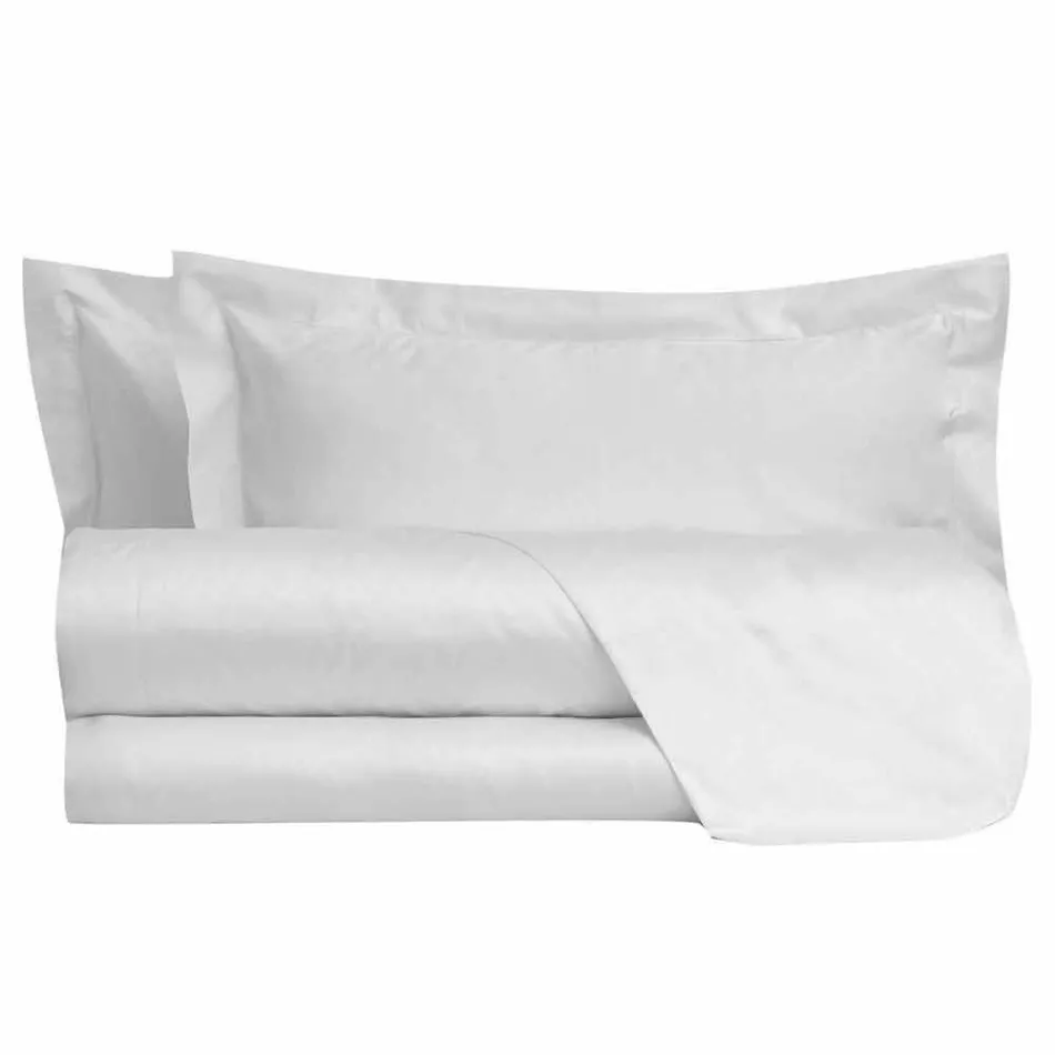 Lakens in effen kleur, compleet in katoensatijn voor tweepersoonsbed - Hibiscus Viadurini