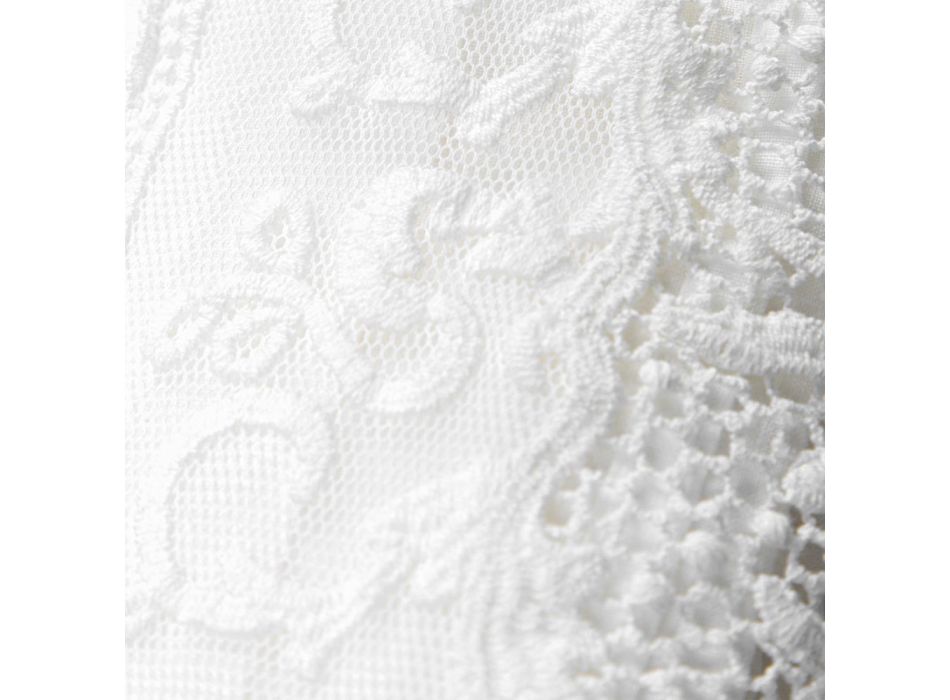 Hoogwaardig wit linnen laken met kant voor tweepersoonsbed - Fiumana Viadurini