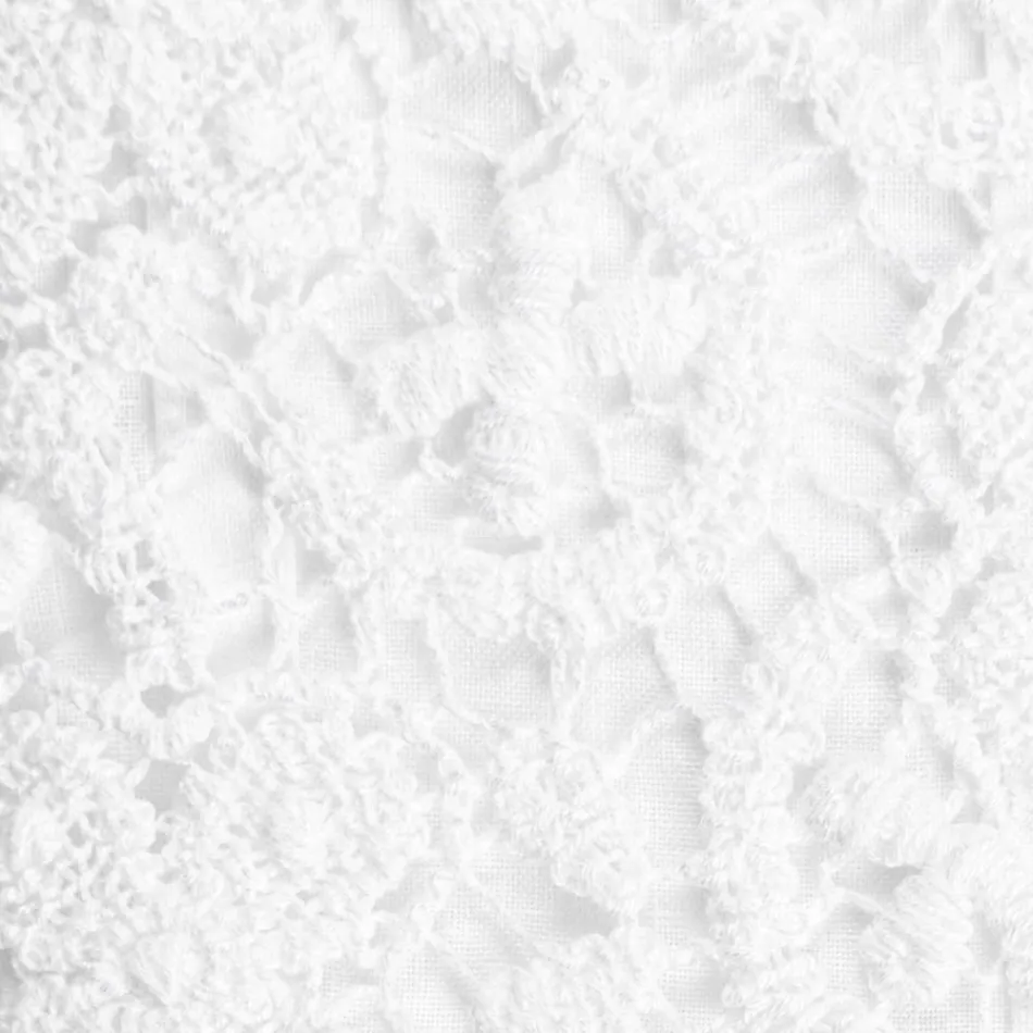 Hoogwaardig wit linnen laken met kant voor tweepersoonsbed - Fiumana Viadurini