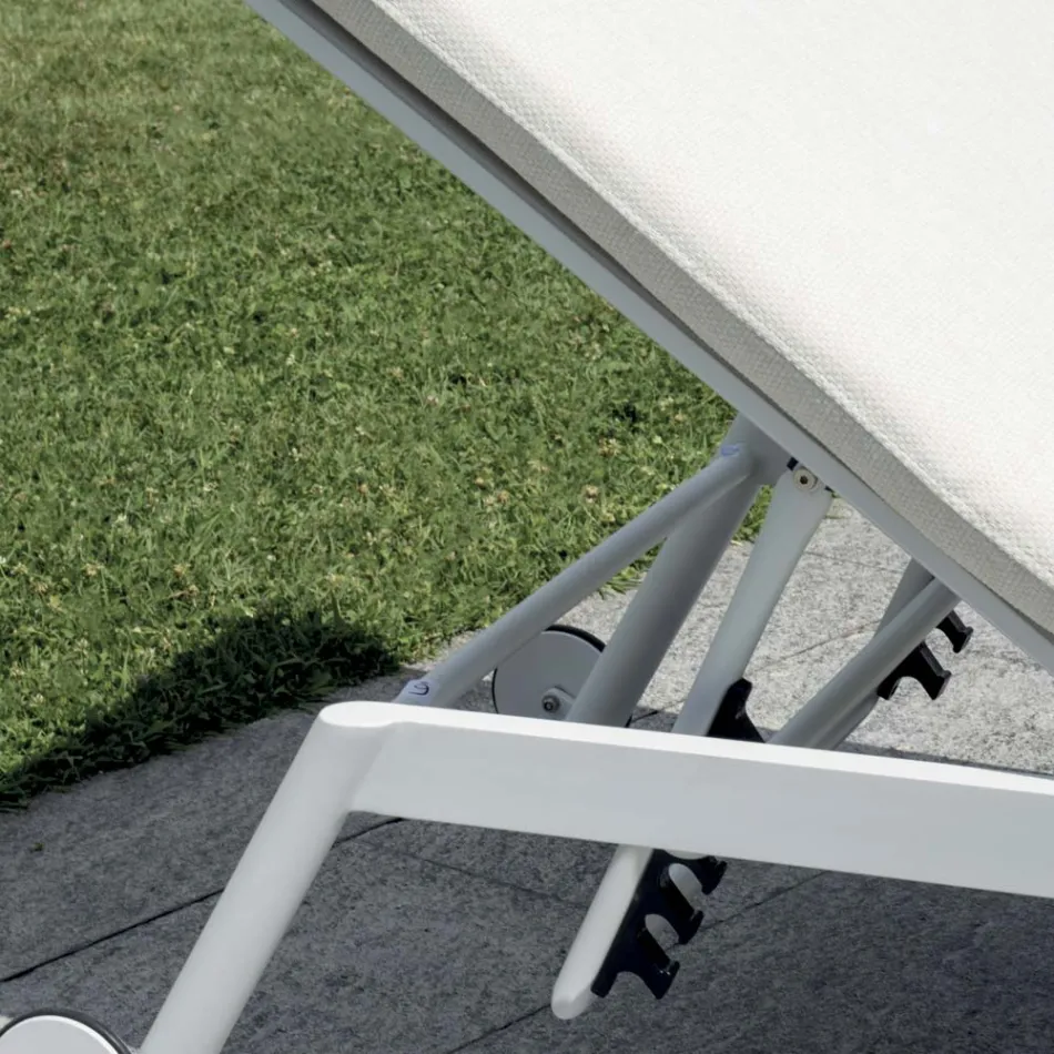 205x76 cm aluminium ligstoel voor buiten met kussen - Tessara Viadurini