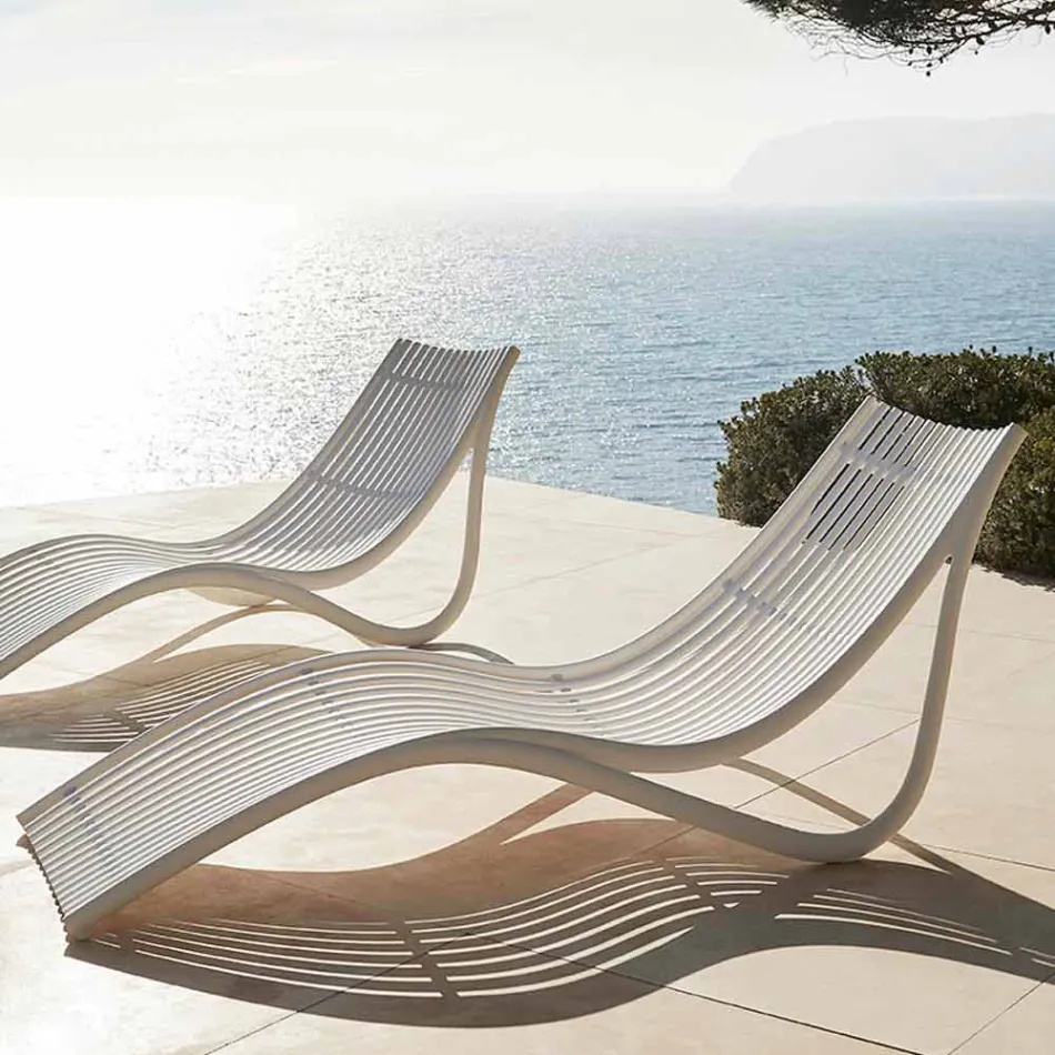 Outdoor chaise longue zonnebank, wit of ecru kunststof 4-delig - Ibiza van Vondom Viadurini
