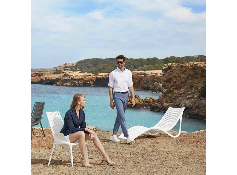 Outdoor chaise longue zonnebank, wit of ecru kunststof 4-delig - Ibiza van Vondom Viadurini
