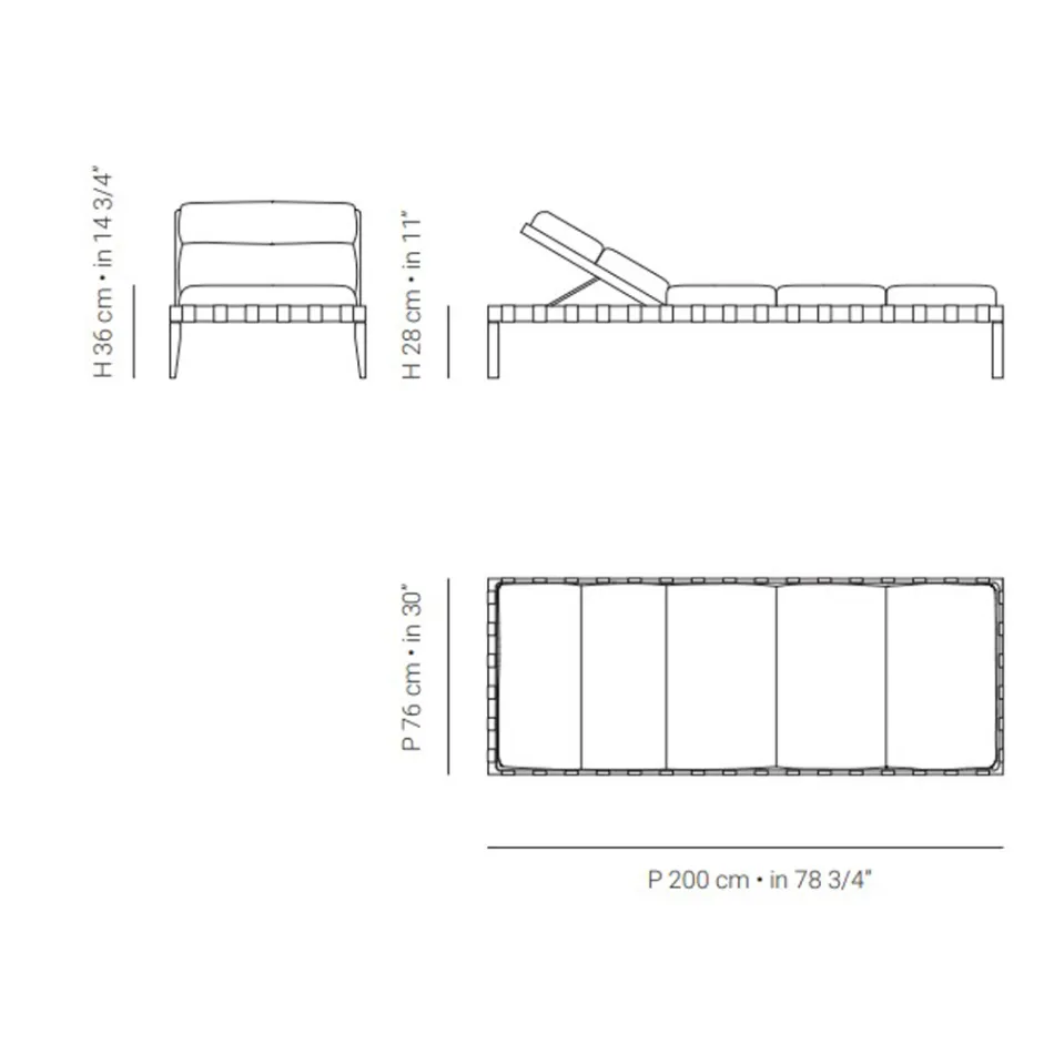 Buitenligstoel met teakhouten frame, gemaakt in Italië - Briga Viadurini